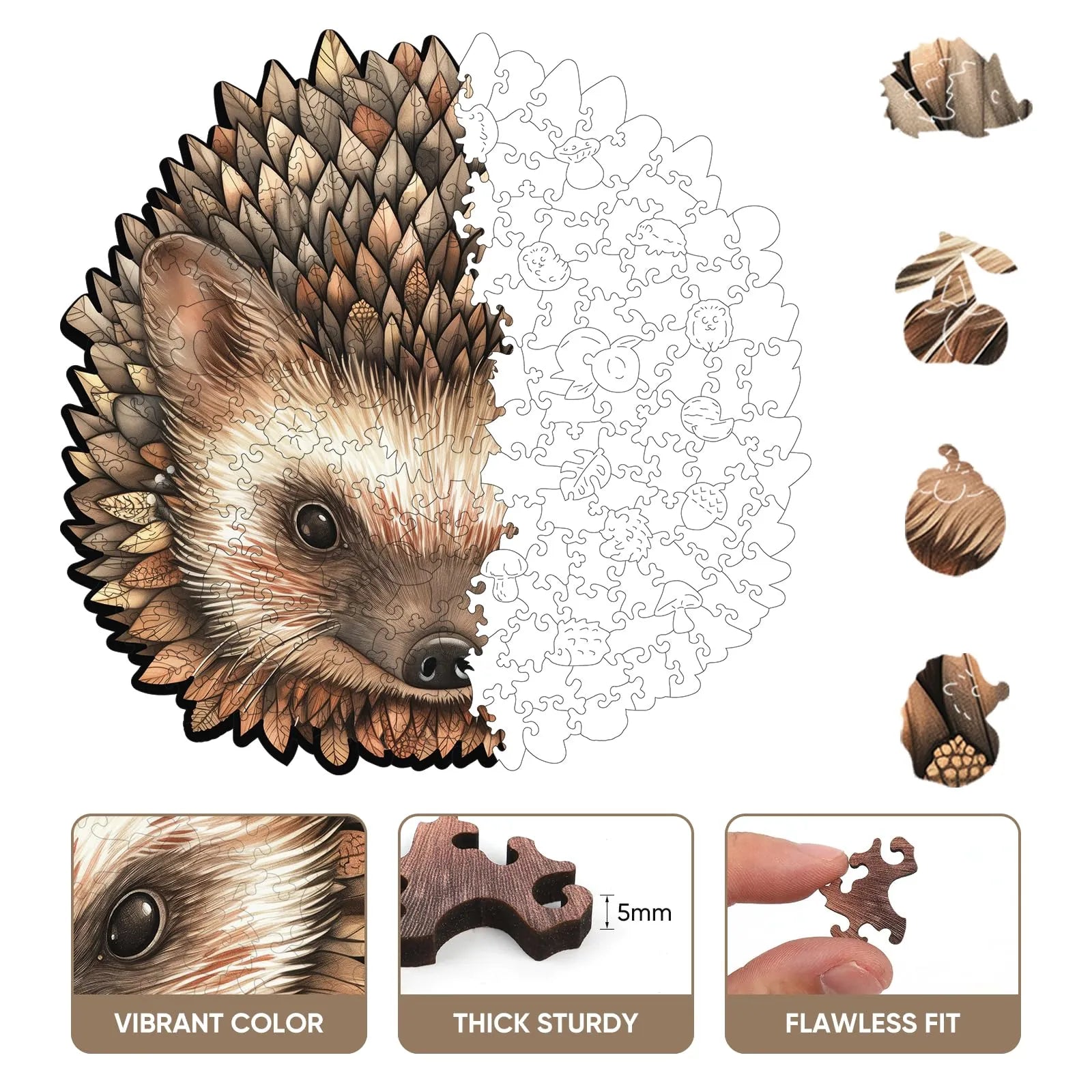 Wooden jigsaw puzzle gift – hedgehog woodland design