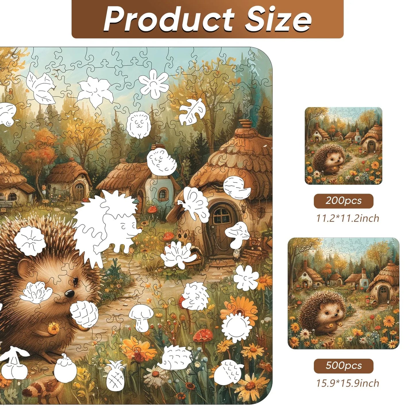 Wooden jigsaw puzzle gift – hedgehog woodland critter design