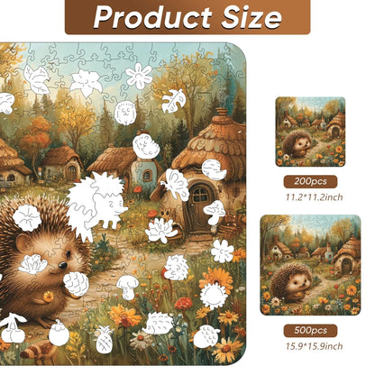 Wooden jigsaw puzzle gift – hedgehog woodland critter design