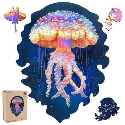 Jellyfish wooden jigsaw puzzle for adults with unique shaped pieces