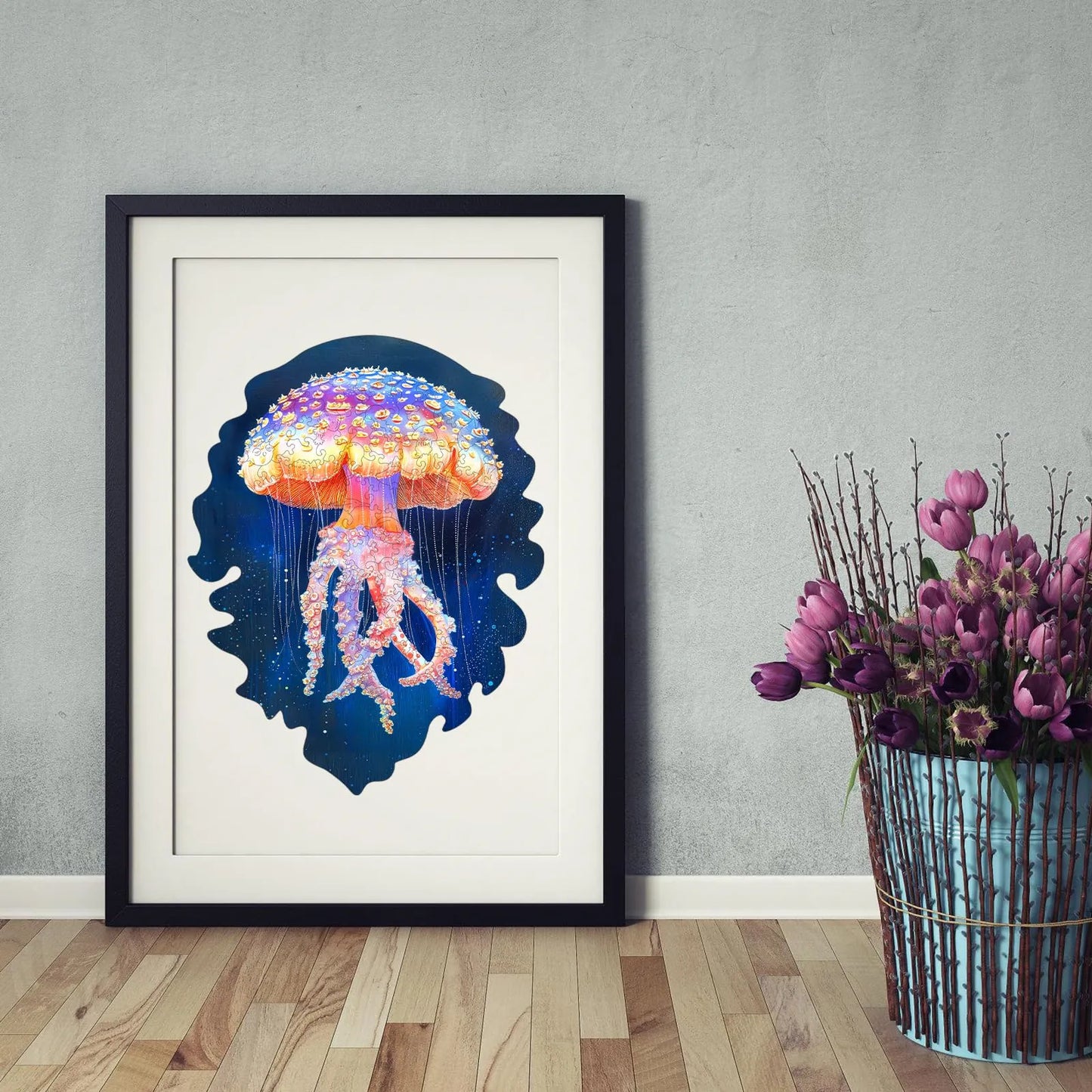 Deep sea wooden jigsaw puzzle – jellyfish design by WoodAha
