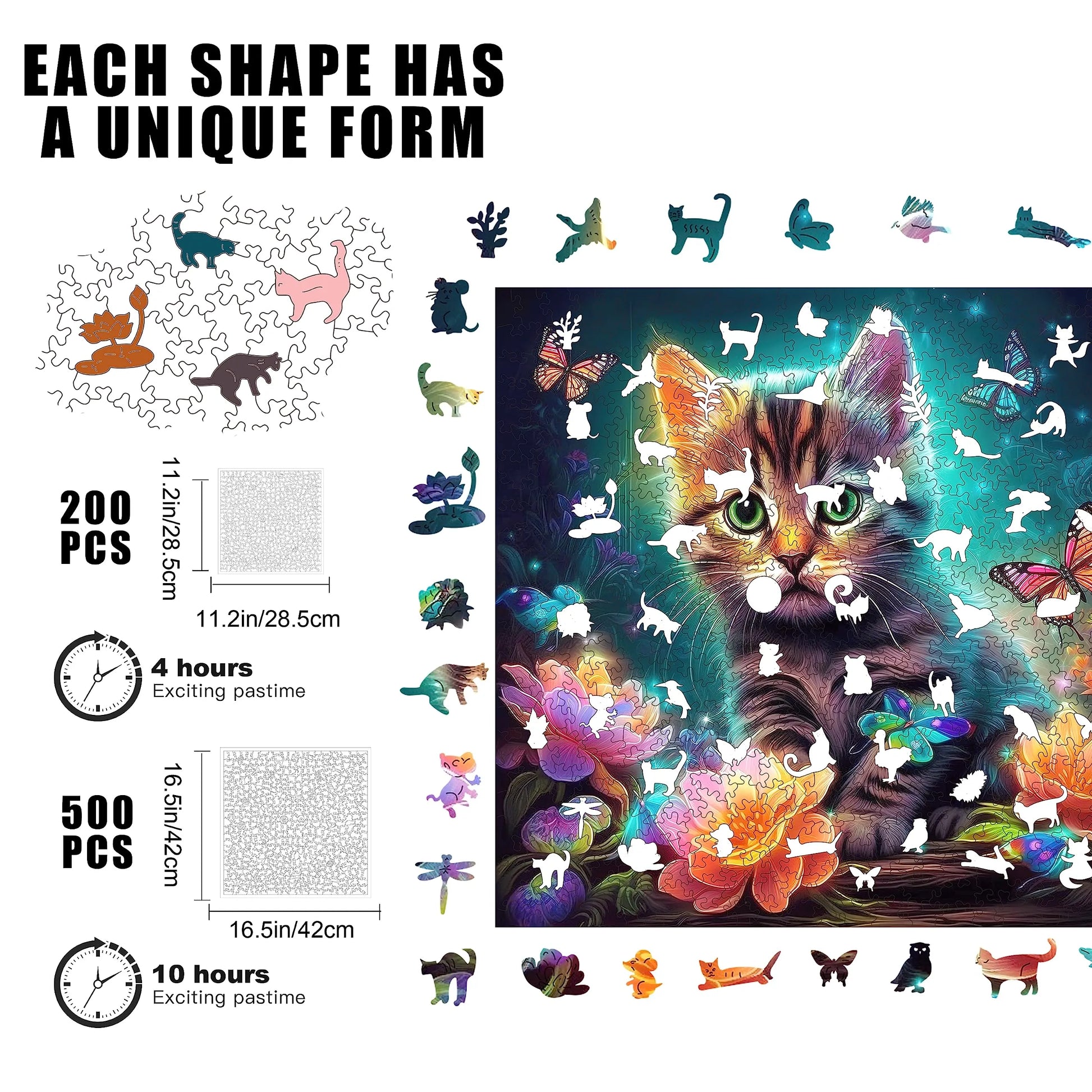 Wooden jigsaw puzzle gift – kitten cat design