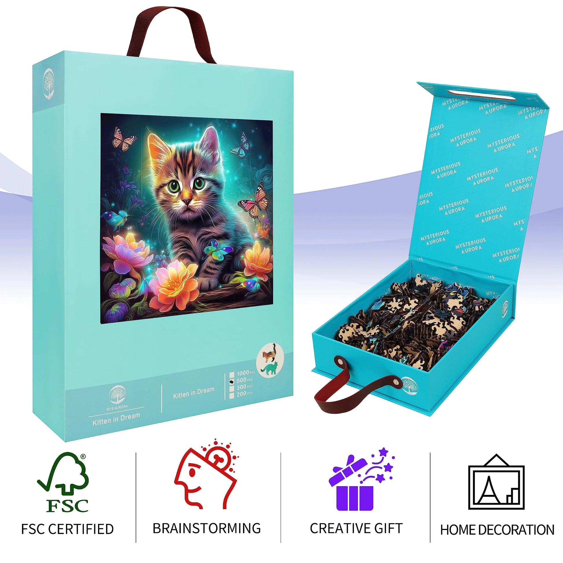 Kitten design wooden jigsaw puzzle for adults and kids