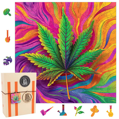 Leaf wooden jigsaw puzzle for adults with unique shaped pieces