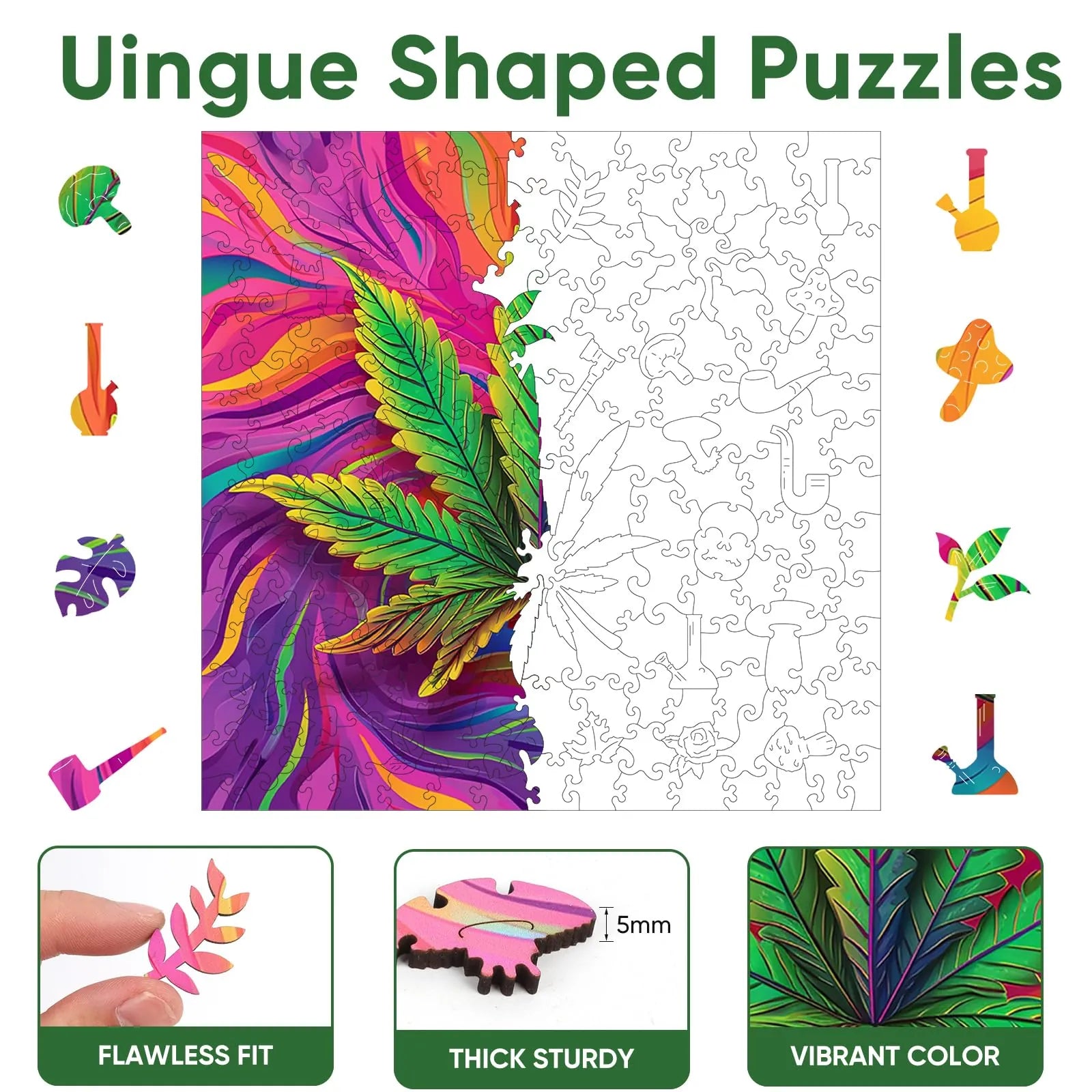 Wooden jigsaw puzzle gift – leaf nature design