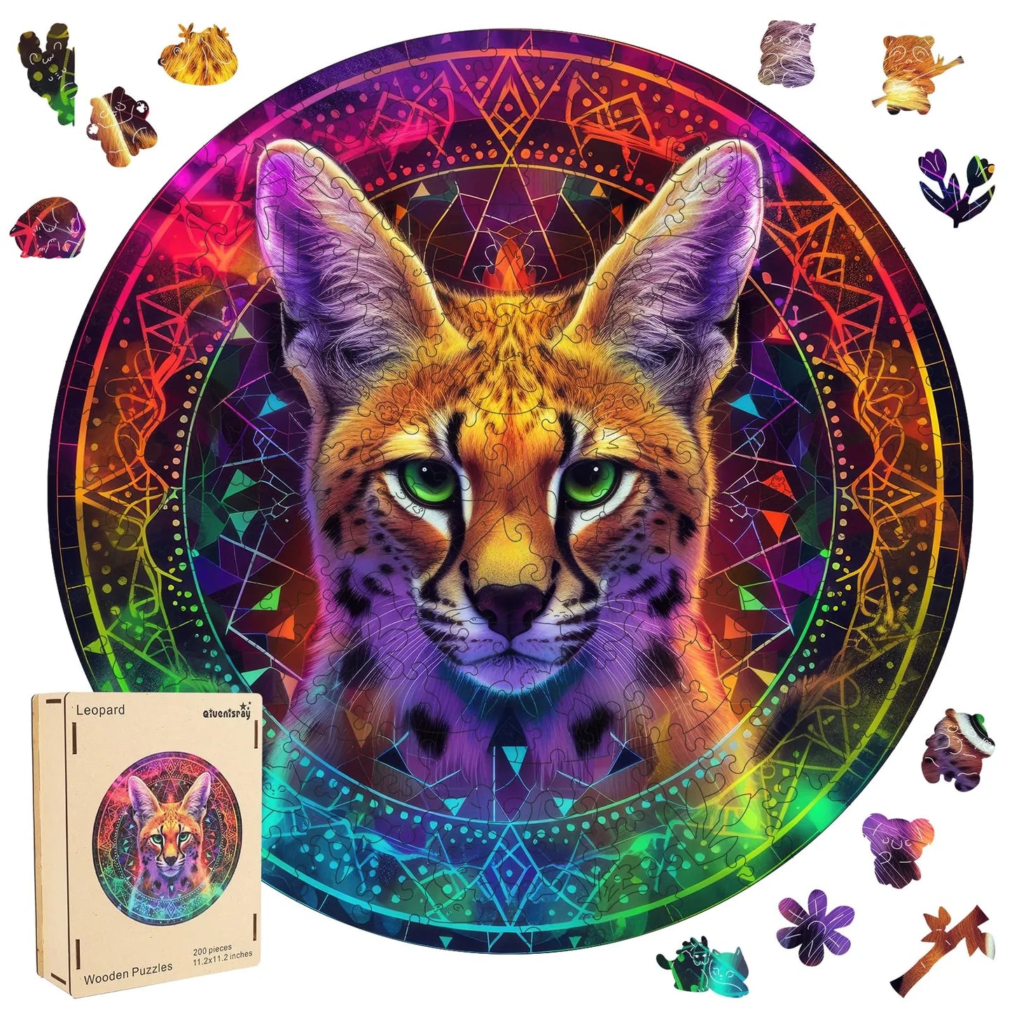 Leopard wooden jigsaw puzzle for adults with unique shaped pieces