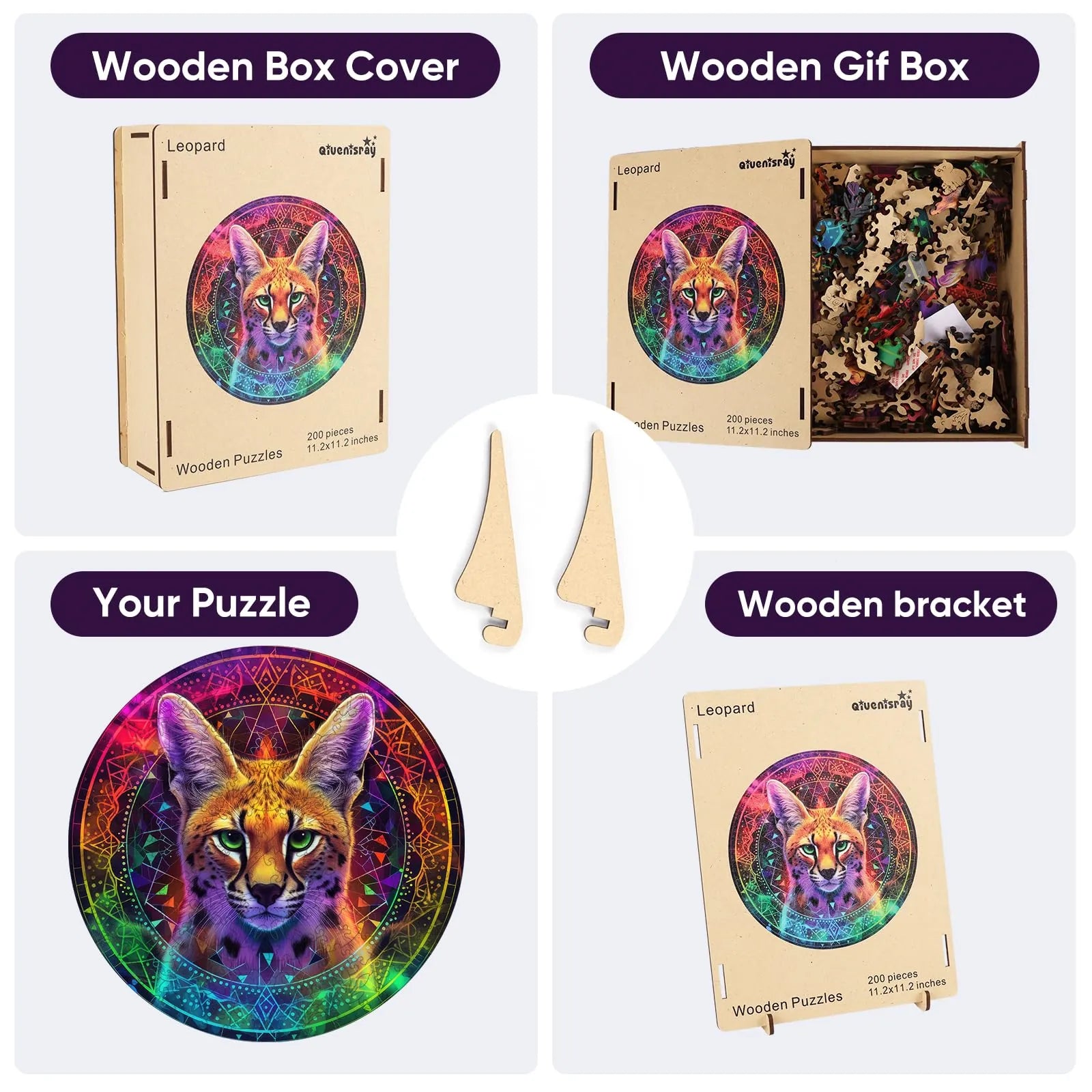 Leopard design wooden jigsaw puzzle for adults