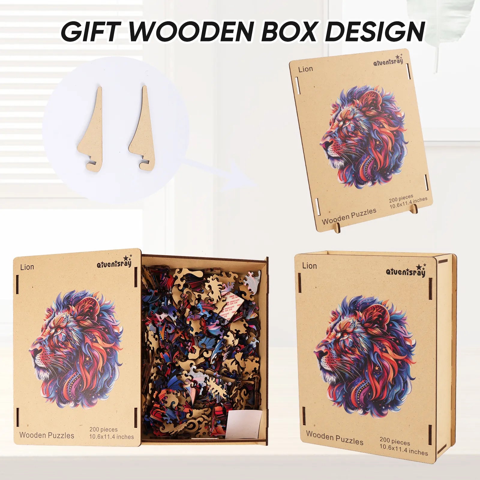 Wooden jigsaw puzzle gift – Lion II wildlife design