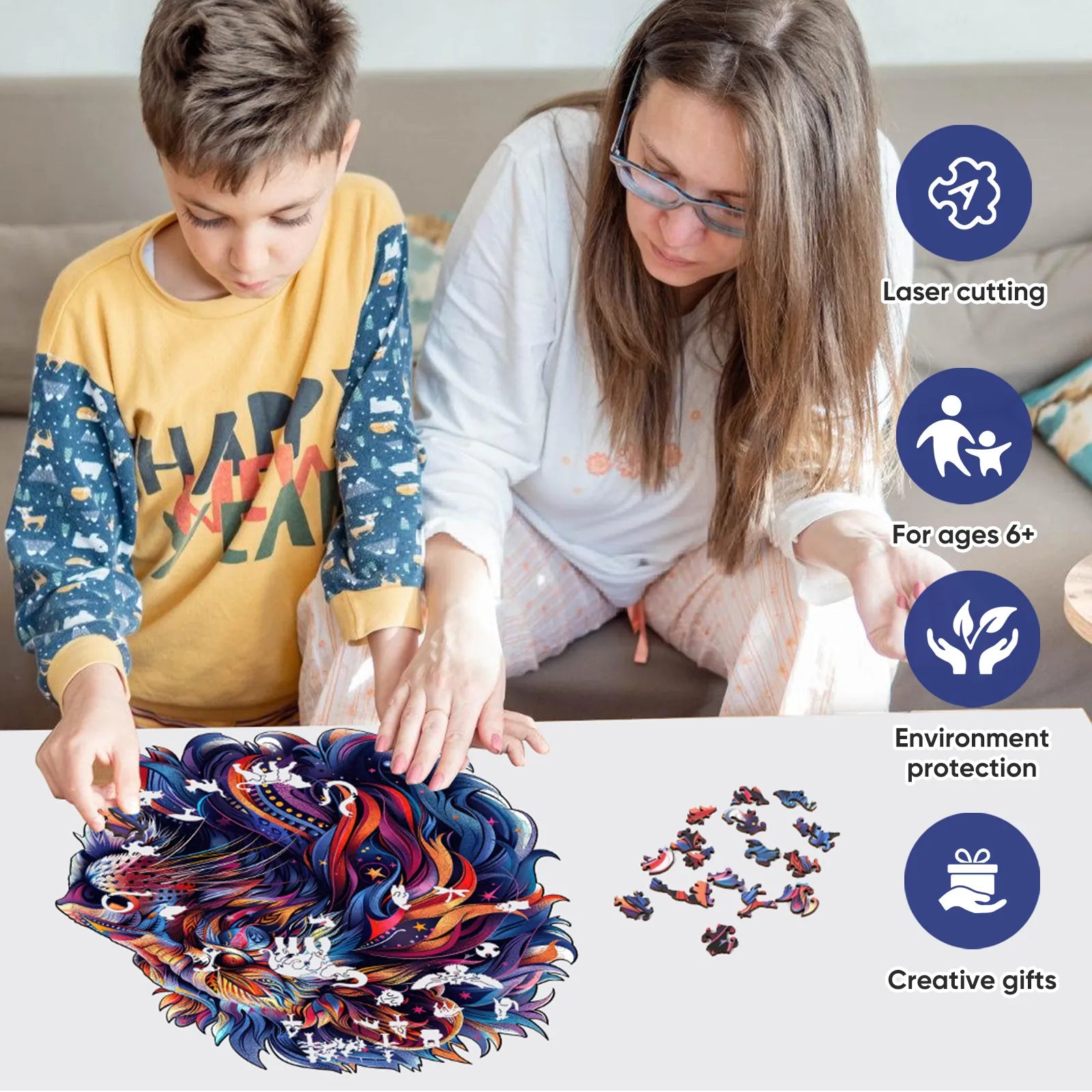Lion II wood puzzle for adults – 200 and 500 piece options