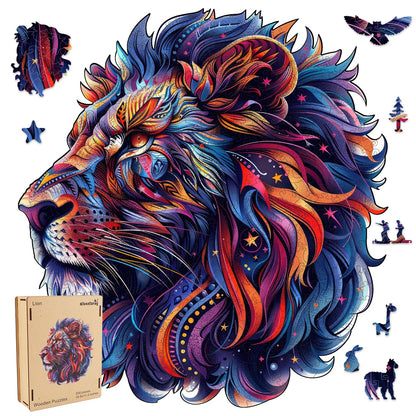 Lion II wooden jigsaw puzzle for adults with unique shaped pieces