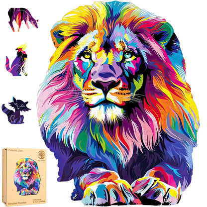 Lion wooden jigsaw puzzle for adults with unique shaped pieces