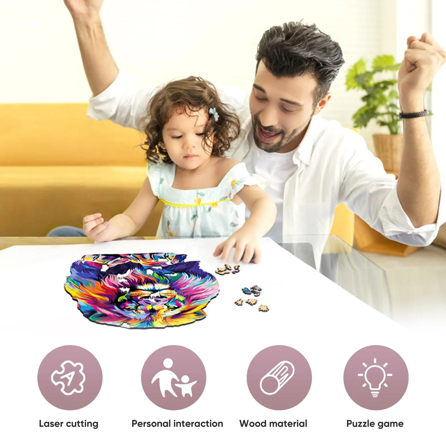 Lion wood puzzle for adults – 200 and 500 piece options