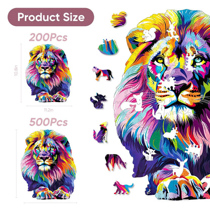 Whimsical wooden jigsaw puzzle – majestic lion design