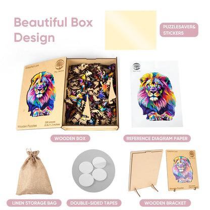 Lion design wooden jigsaw puzzle for adults