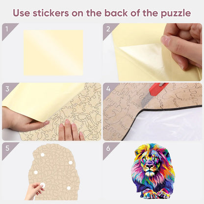 Wooden jigsaw puzzle gift – lion wildlife design