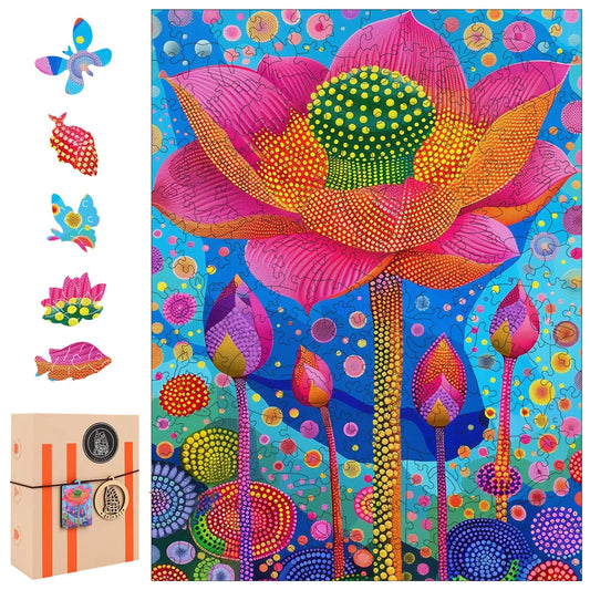 Lotus wooden jigsaw puzzle for adults with unique shaped pieces