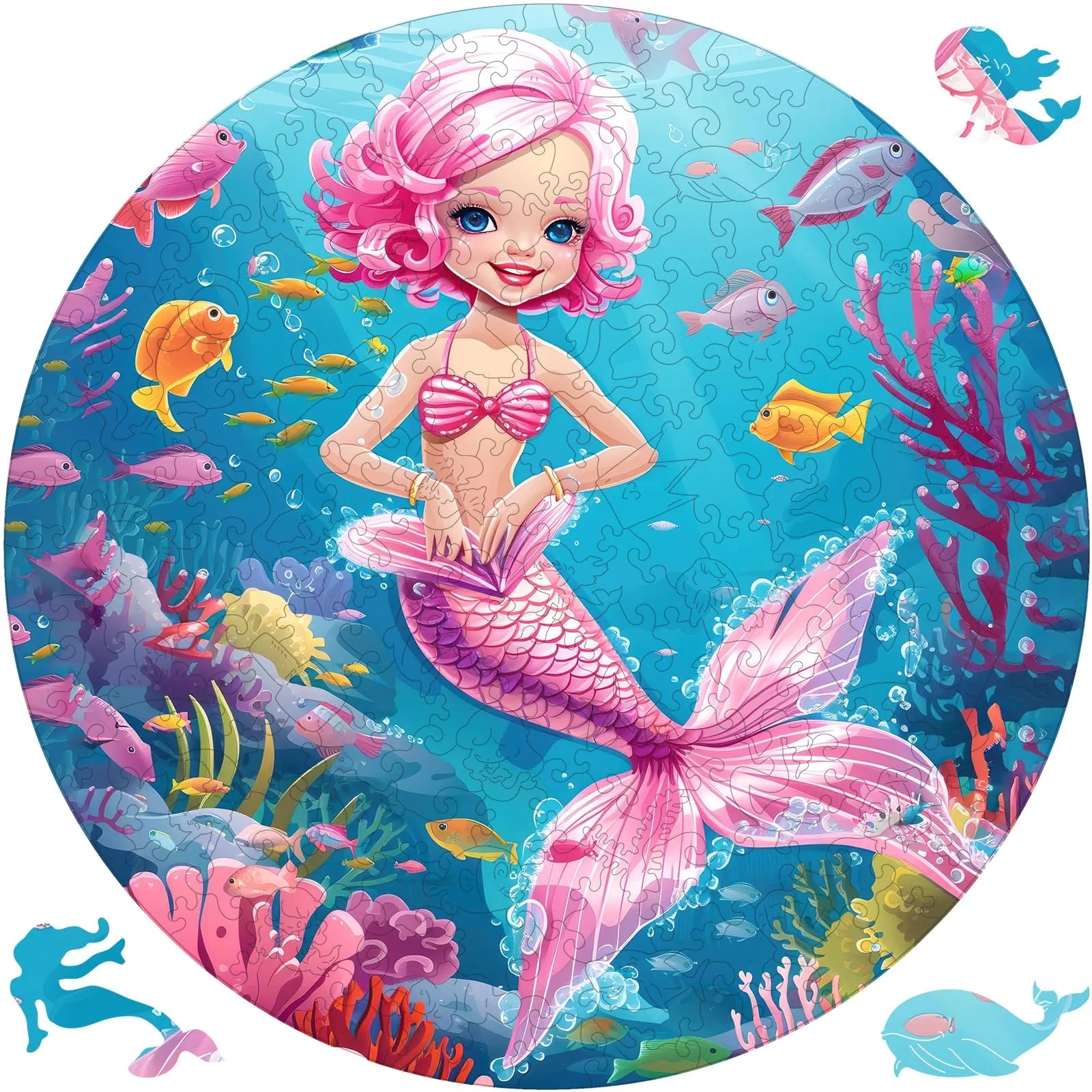 Mermaid wooden jigsaw puzzle for adults with unique shaped pieces