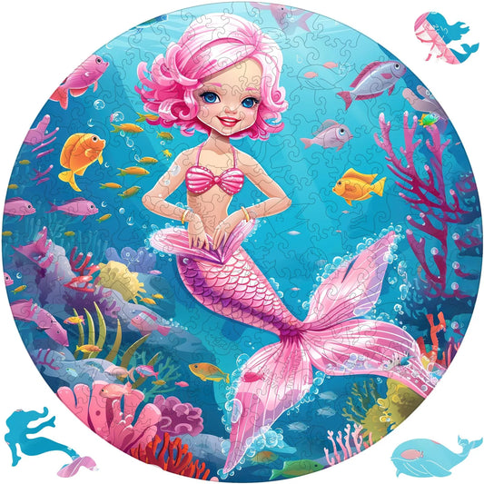 Mermaid wooden jigsaw puzzle for adults with unique shaped pieces