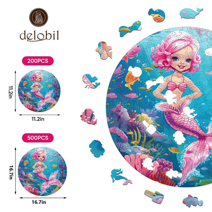 Whimsical wooden jigsaw puzzle – magical mermaid design
