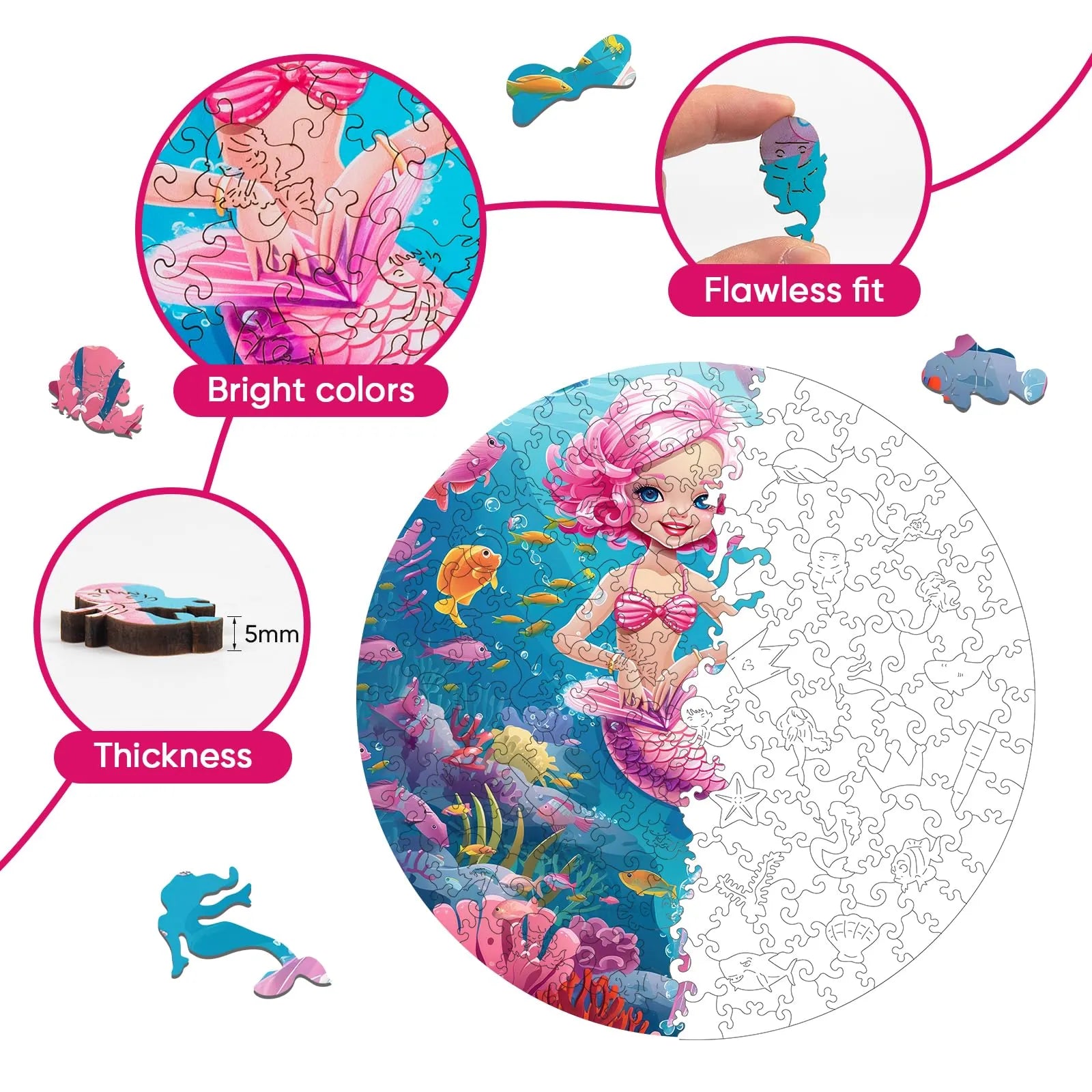 Wooden jigsaw puzzle gift – mermaid ocean design