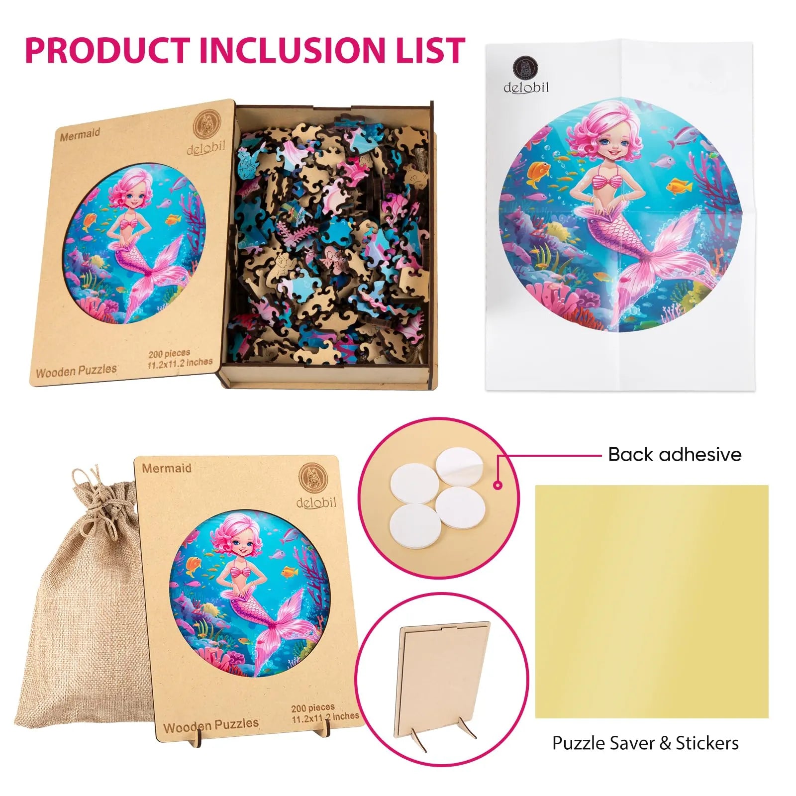 Mermaid design wooden jigsaw puzzle for adults