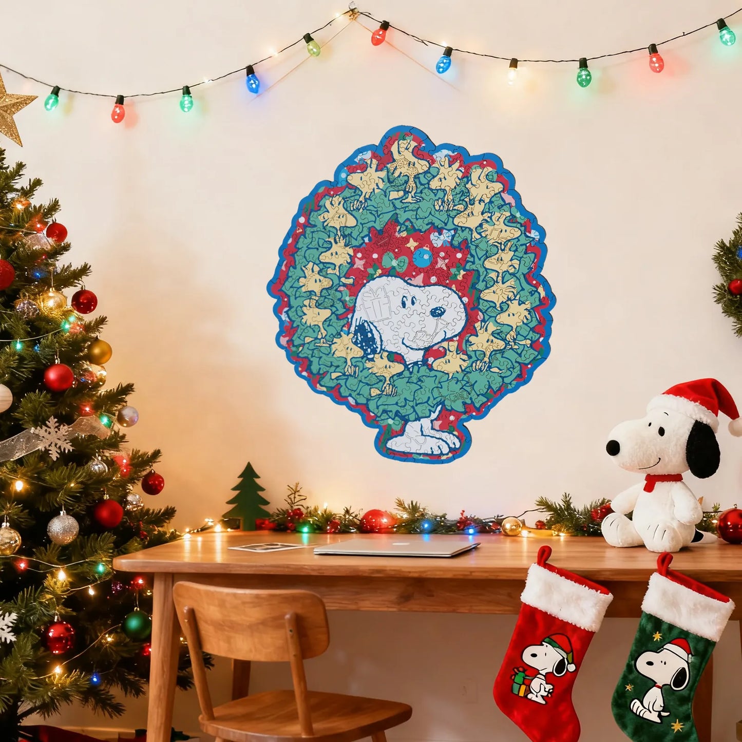 Snoopy wooden jigsaw puzzle – Merry Moments Together holiday design
