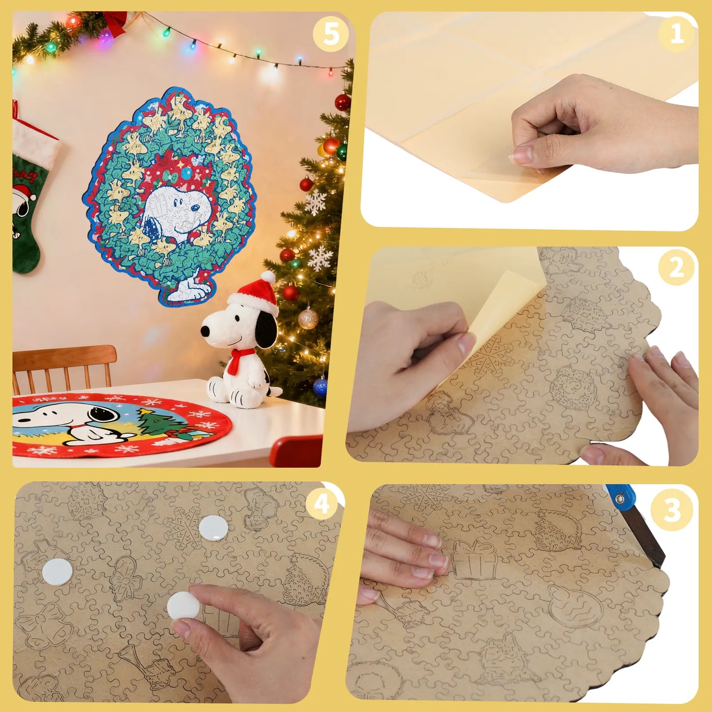 Snoopy Merry Moments Together wooden jigsaw puzzle detail