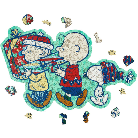 Officially licensed Snoopy Merry Unwrapping wooden jigsaw puzzle