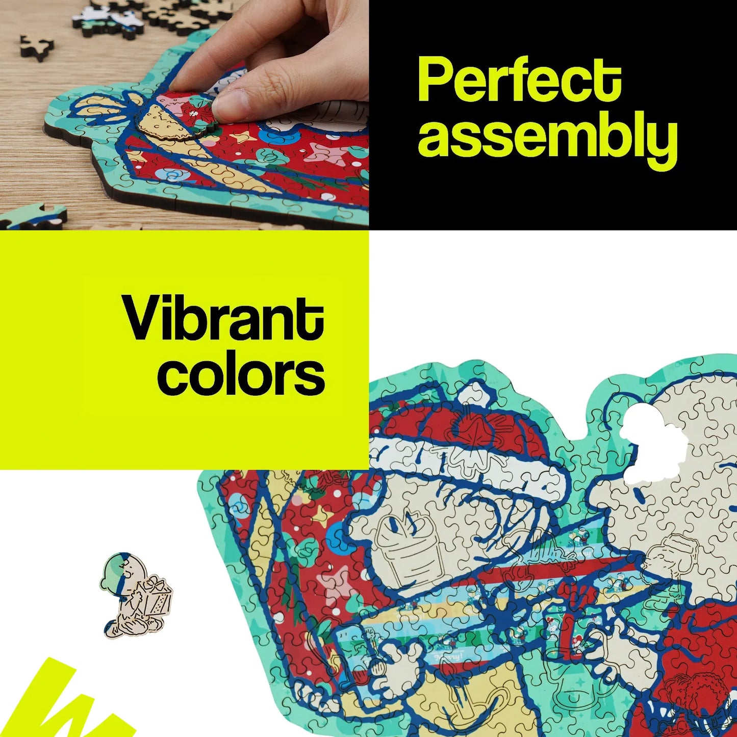 Wooden jigsaw puzzle gift – Snoopy Merry Unwrapping design