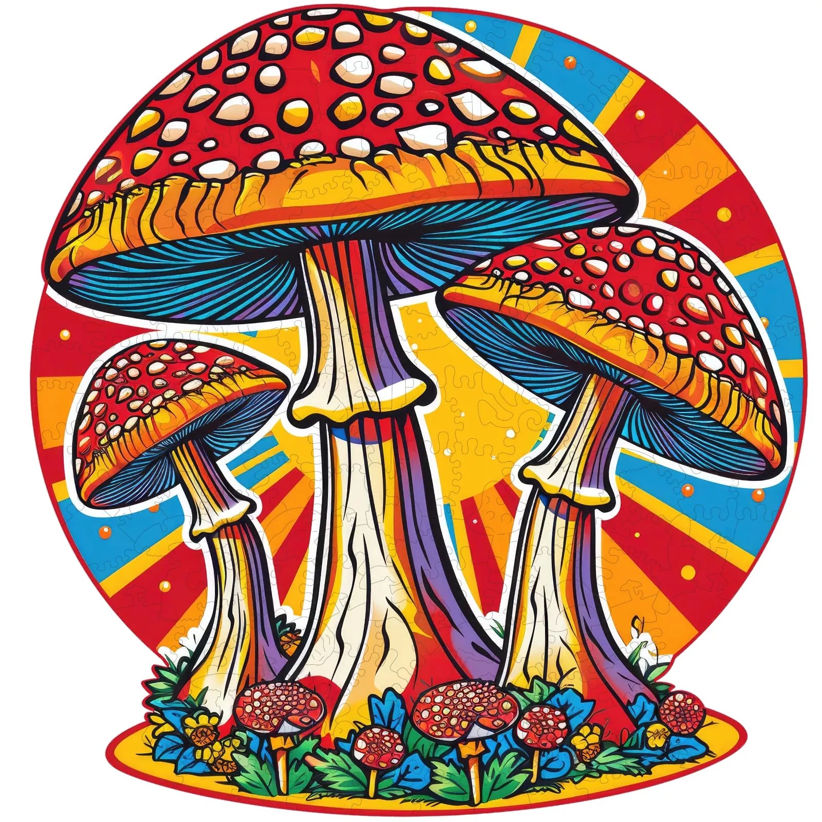 Mushroom wooden jigsaw puzzle for adults with unique shaped pieces