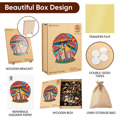 Mushroom design wooden jigsaw puzzle for adults