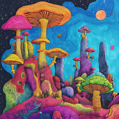 Mushrooms wooden jigsaw puzzle for adults with unique shaped pieces