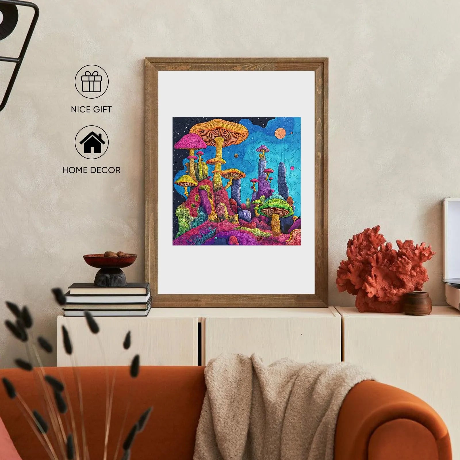 Woodland fungi wooden jigsaw puzzle – mushrooms design by WoodAha
