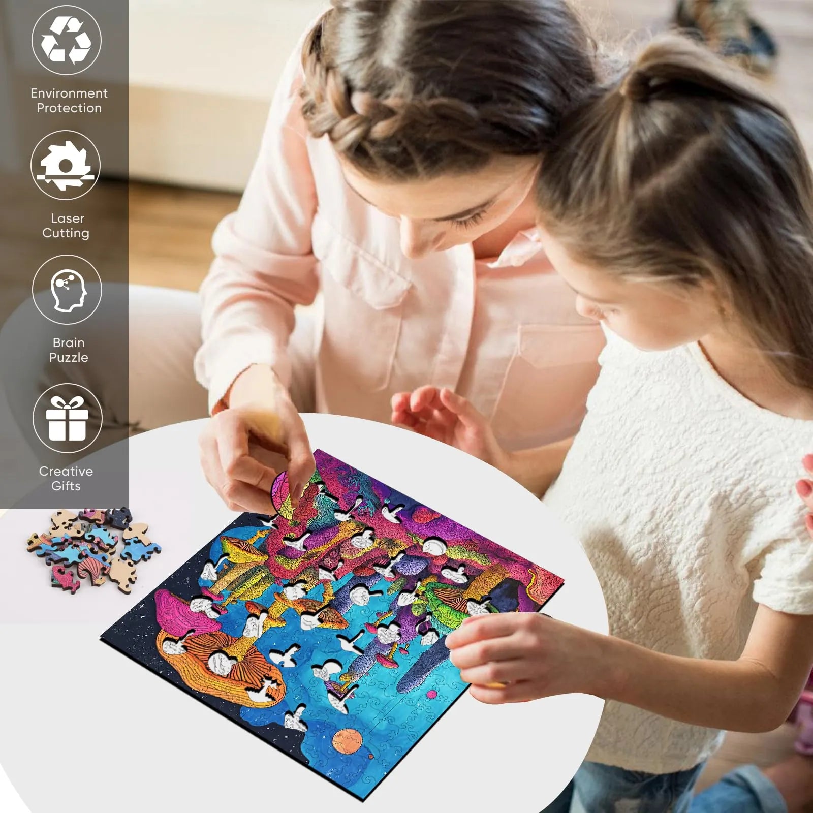 Mushrooms wood puzzle for adults – 200 and 500 piece options