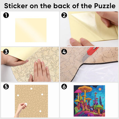 Mushrooms wooden puzzle with laser-cut wood pieces