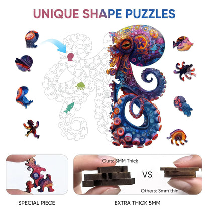 Octopus II wood puzzle for adults – 200 and 500 piece options