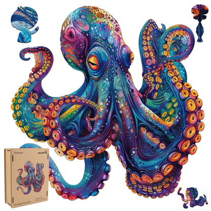Octopus III wooden jigsaw puzzle for adults with unique shaped pieces