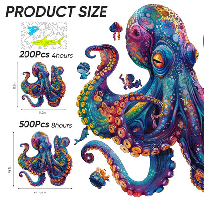 Ocean creature wooden jigsaw puzzle – Octopus III design by WoodAha