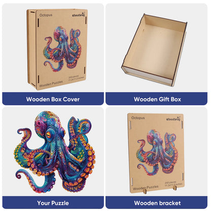 Octopus III design wooden jigsaw puzzle for adults