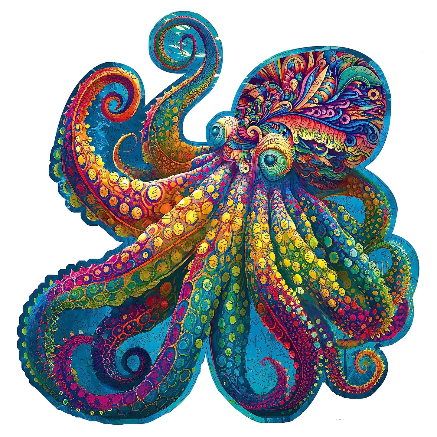 Octopus wooden jigsaw puzzle for adults with unique shaped pieces