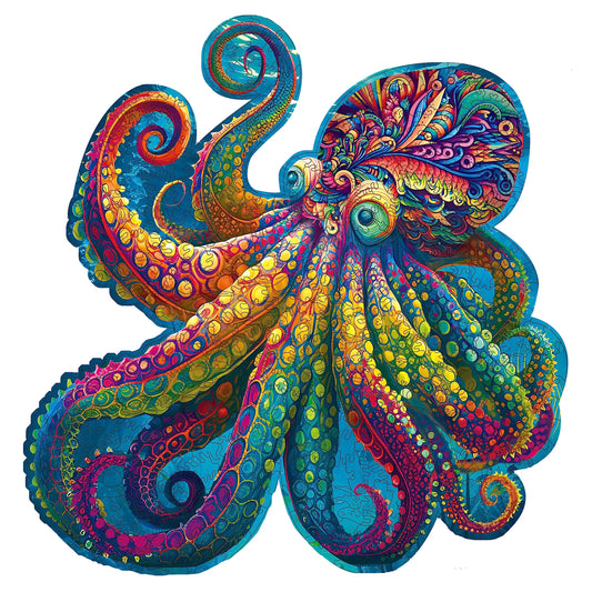 Octopus wooden jigsaw puzzle for adults with unique shaped pieces