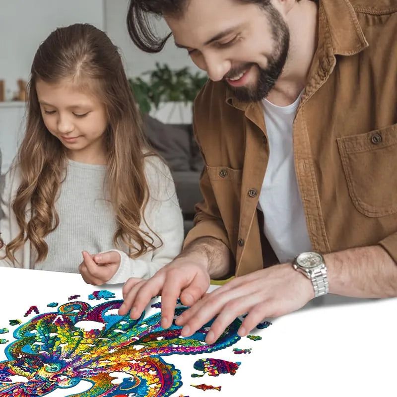 Octopus wood puzzle for adults – 300 and 500 piece options