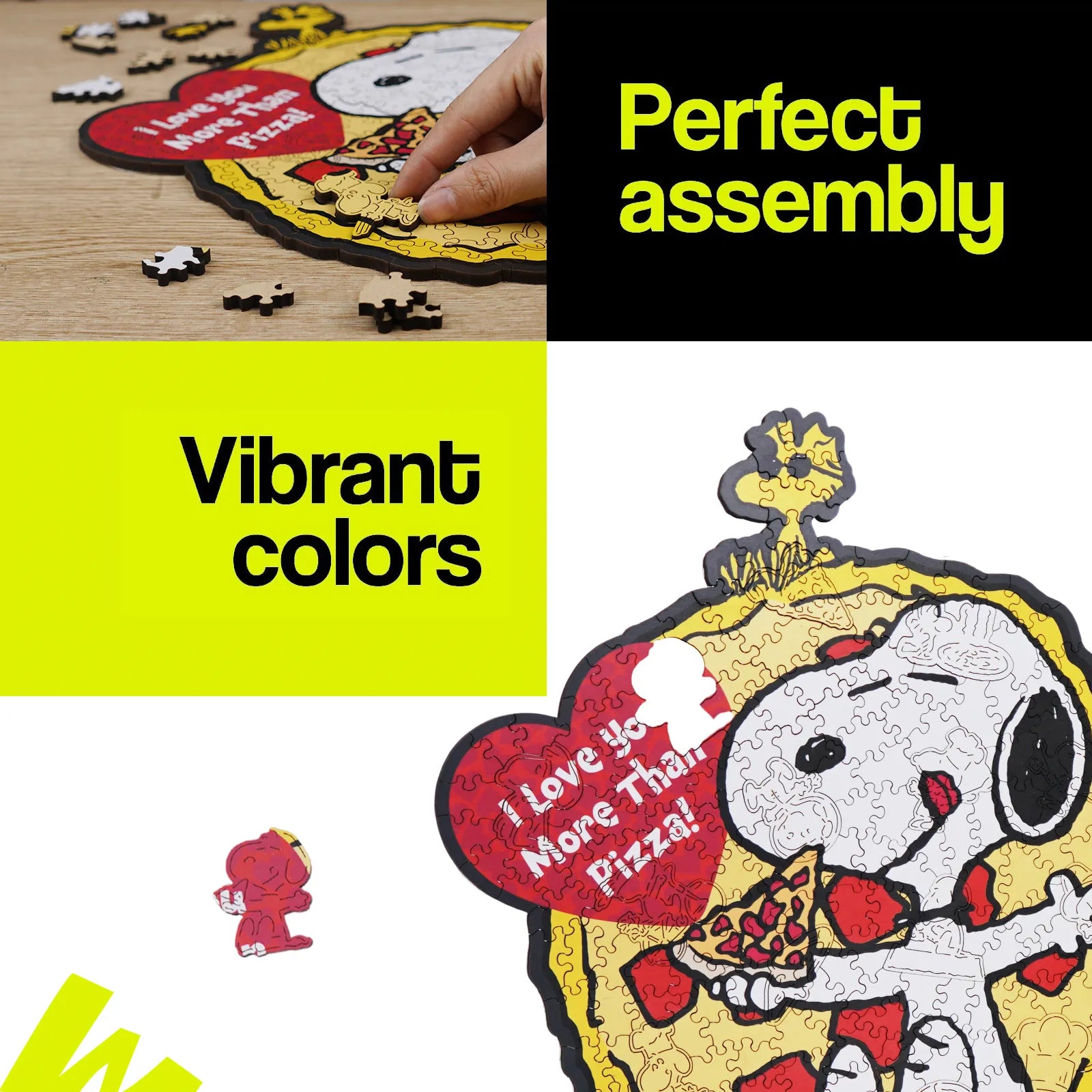 Wooden jigsaw puzzle gift – Snoopy pizza scene design