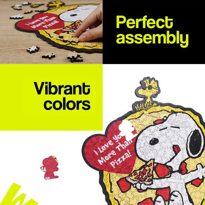 Wooden jigsaw puzzle gift – Snoopy pizza scene design