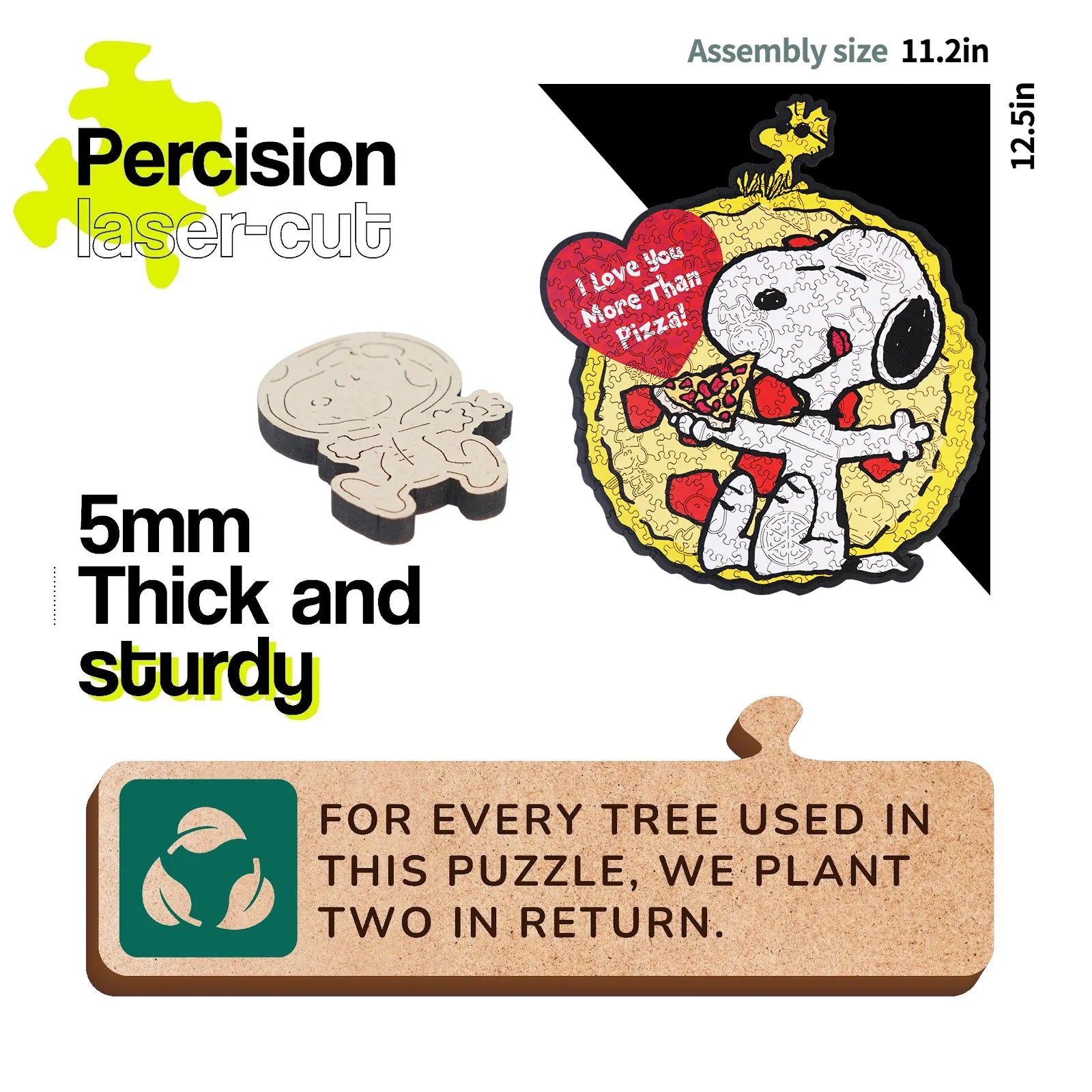 Snoopy One Slice At A Time wooden jigsaw puzzle detail