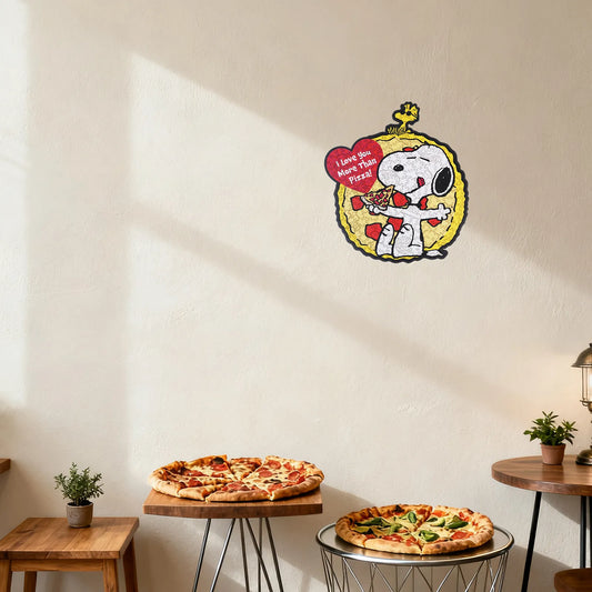 Snoopy wooden jigsaw puzzle – One Slice At A Time pizza scene