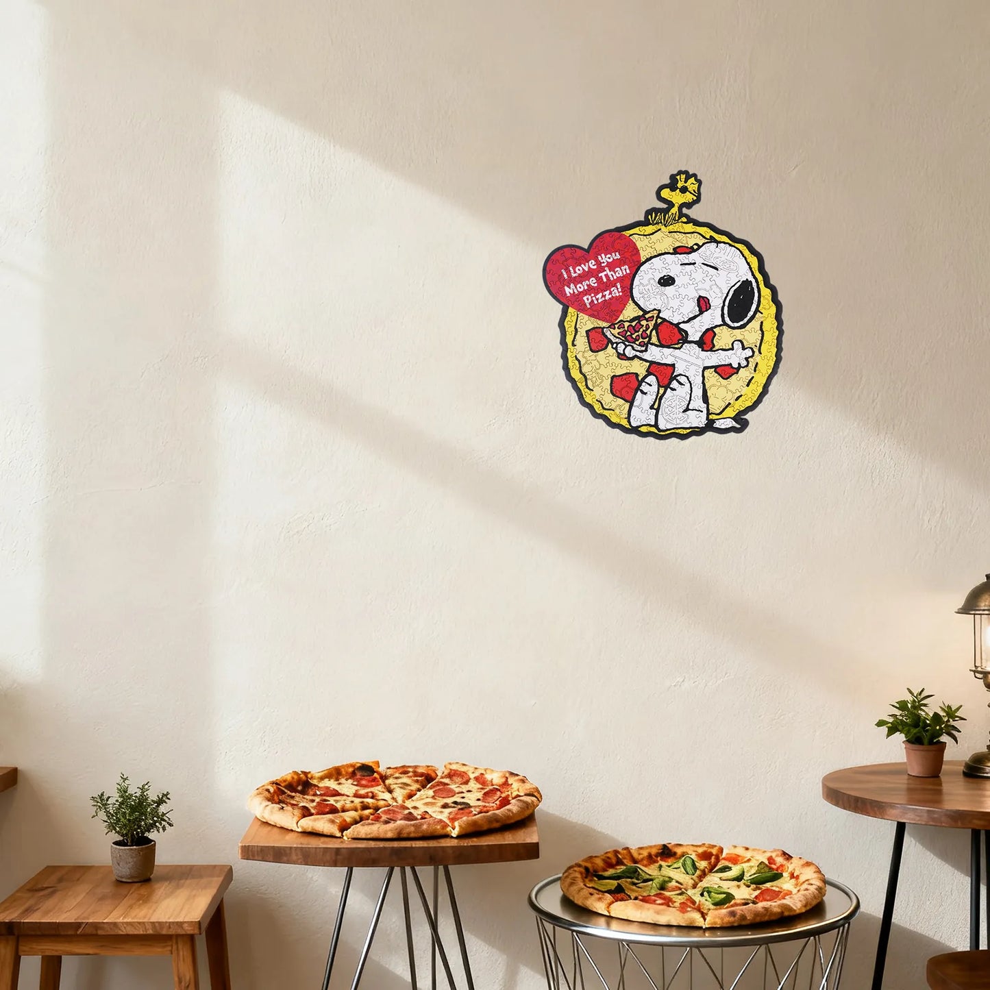 Snoopy wooden jigsaw puzzle – One Slice At A Time pizza scene