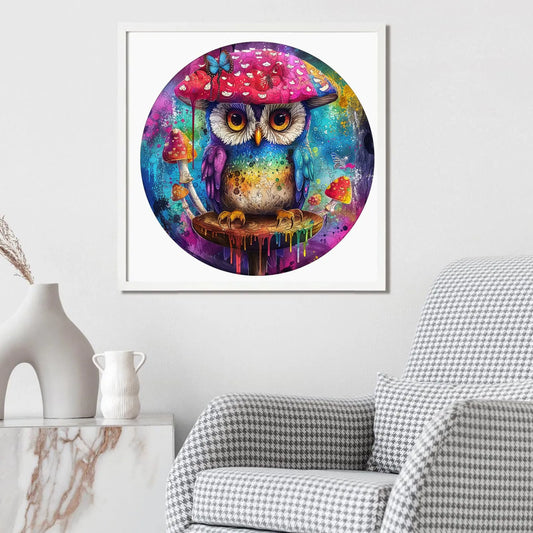 Forest fantasy wooden jigsaw puzzle – owl mushroom design by WoodAha