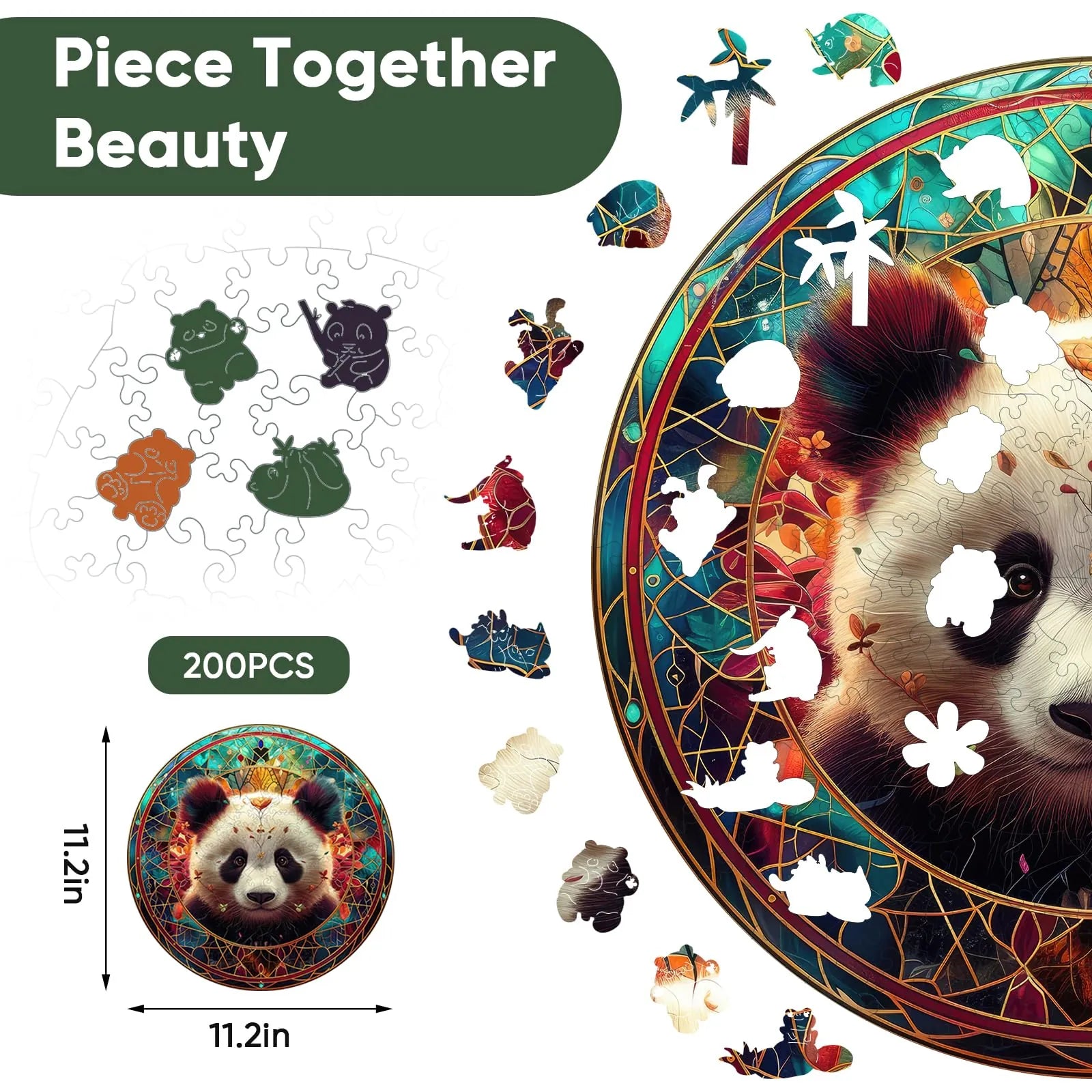 Whimsical wooden jigsaw puzzle – adorable panda design