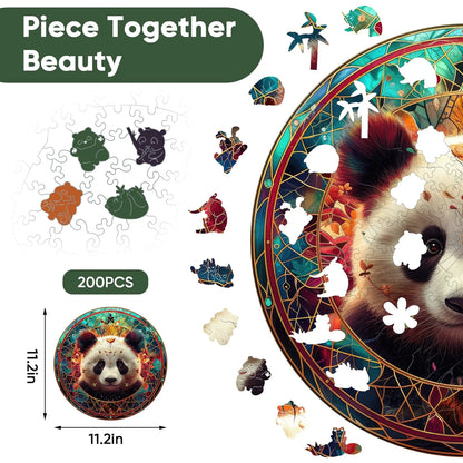 Whimsical wooden jigsaw puzzle – adorable panda design
